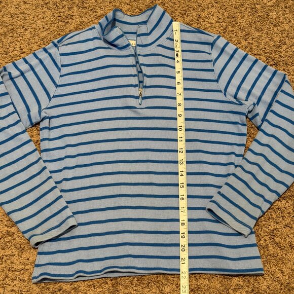 L.L. Bean Vintage 100% Cotton Striped Quarter Zip Pullover Knit Sweater Small - Picture 10 of 12
